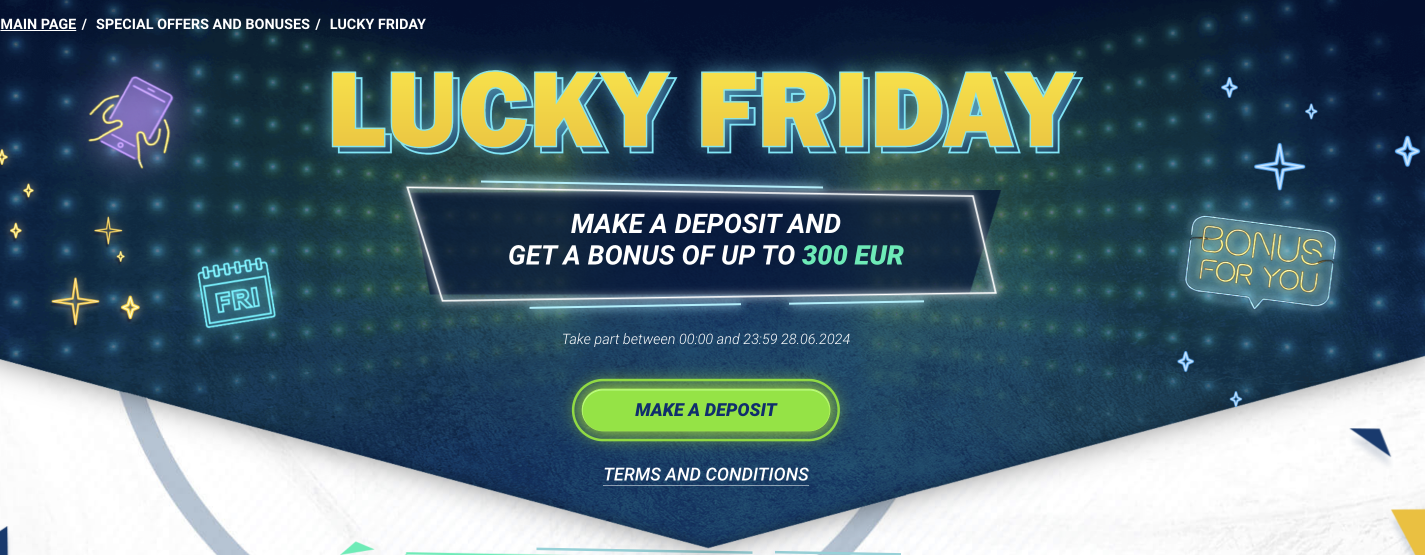 1xBet Website Lucky Friday Bonus